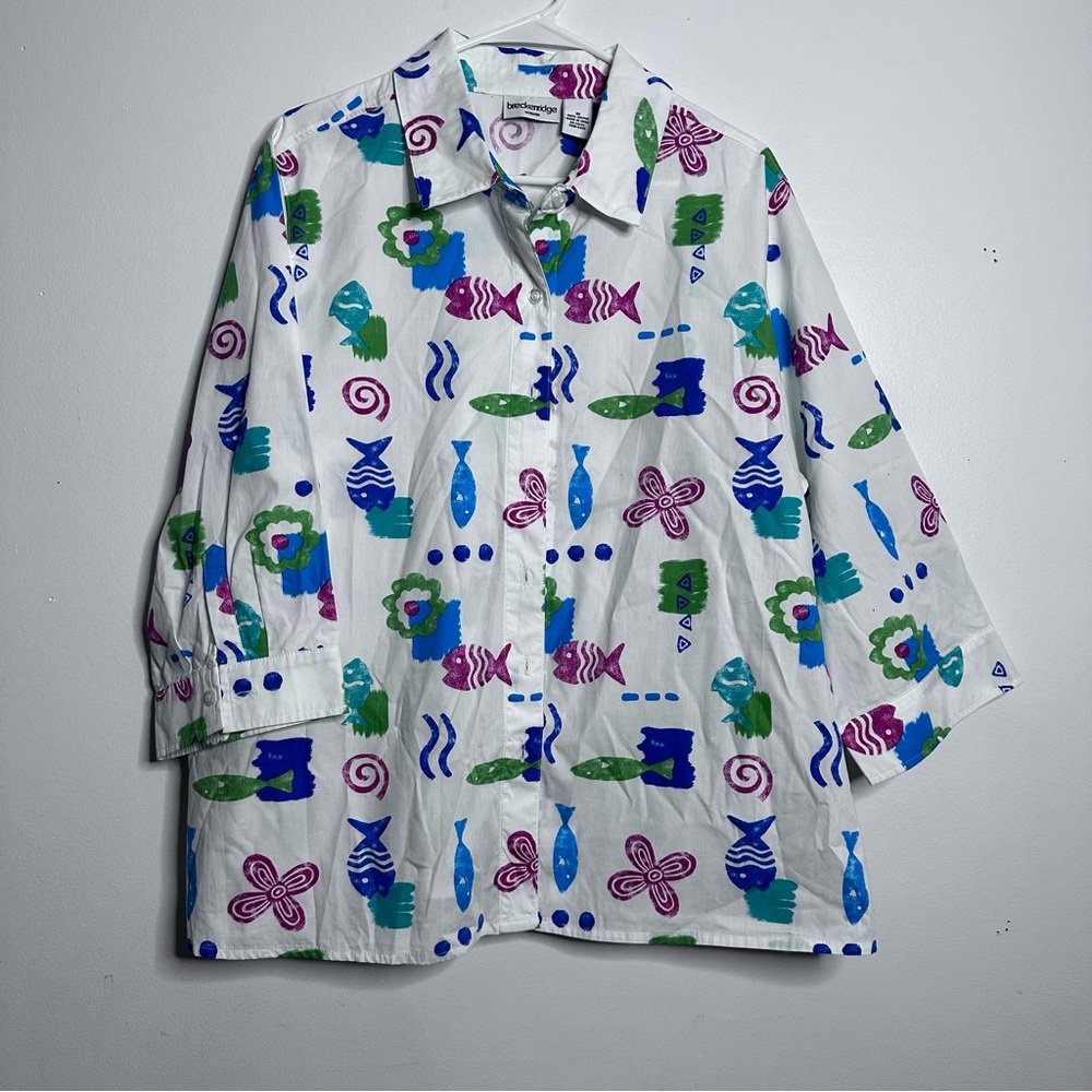 Breckinridge women’s blouse sleeve size 2X 100% Cotton button